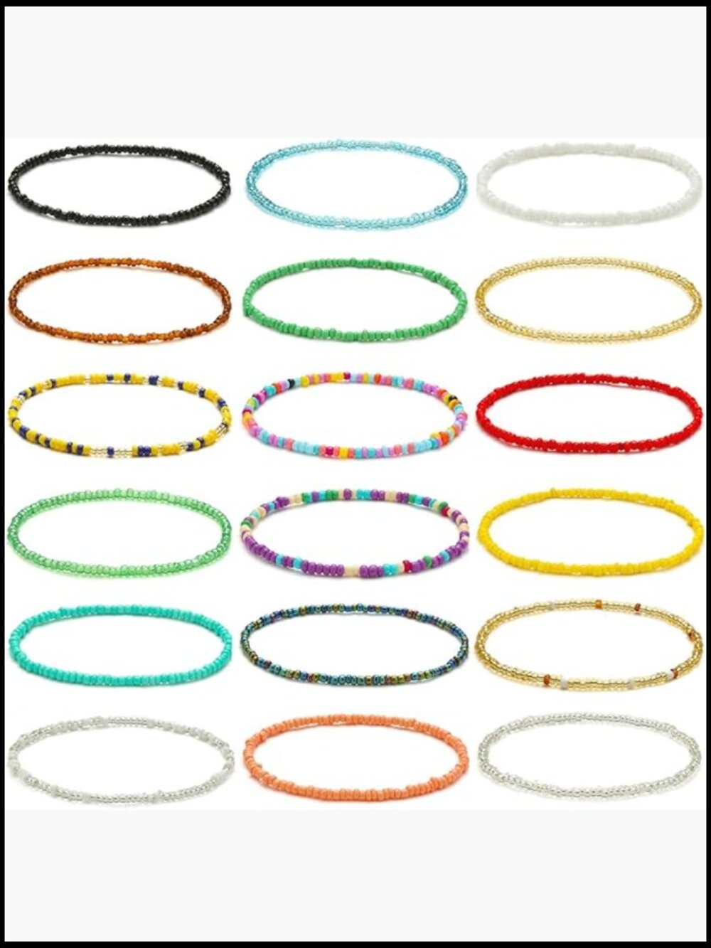 Handmade Beaded Anklets Set Boho Stretch Ankle Bracelets Summer Foot Jewelry 18